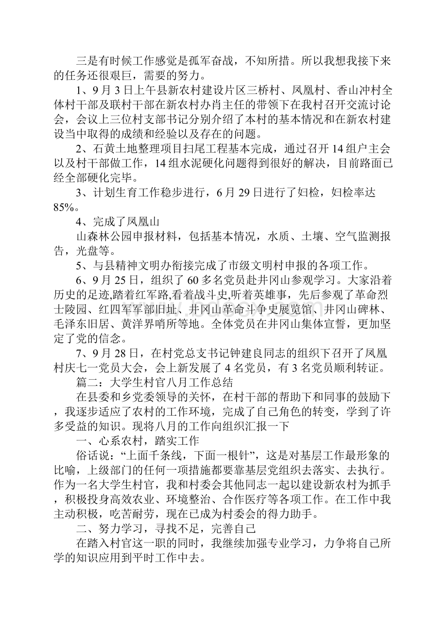 大学生村官月度工作总结精选.docx_第3页