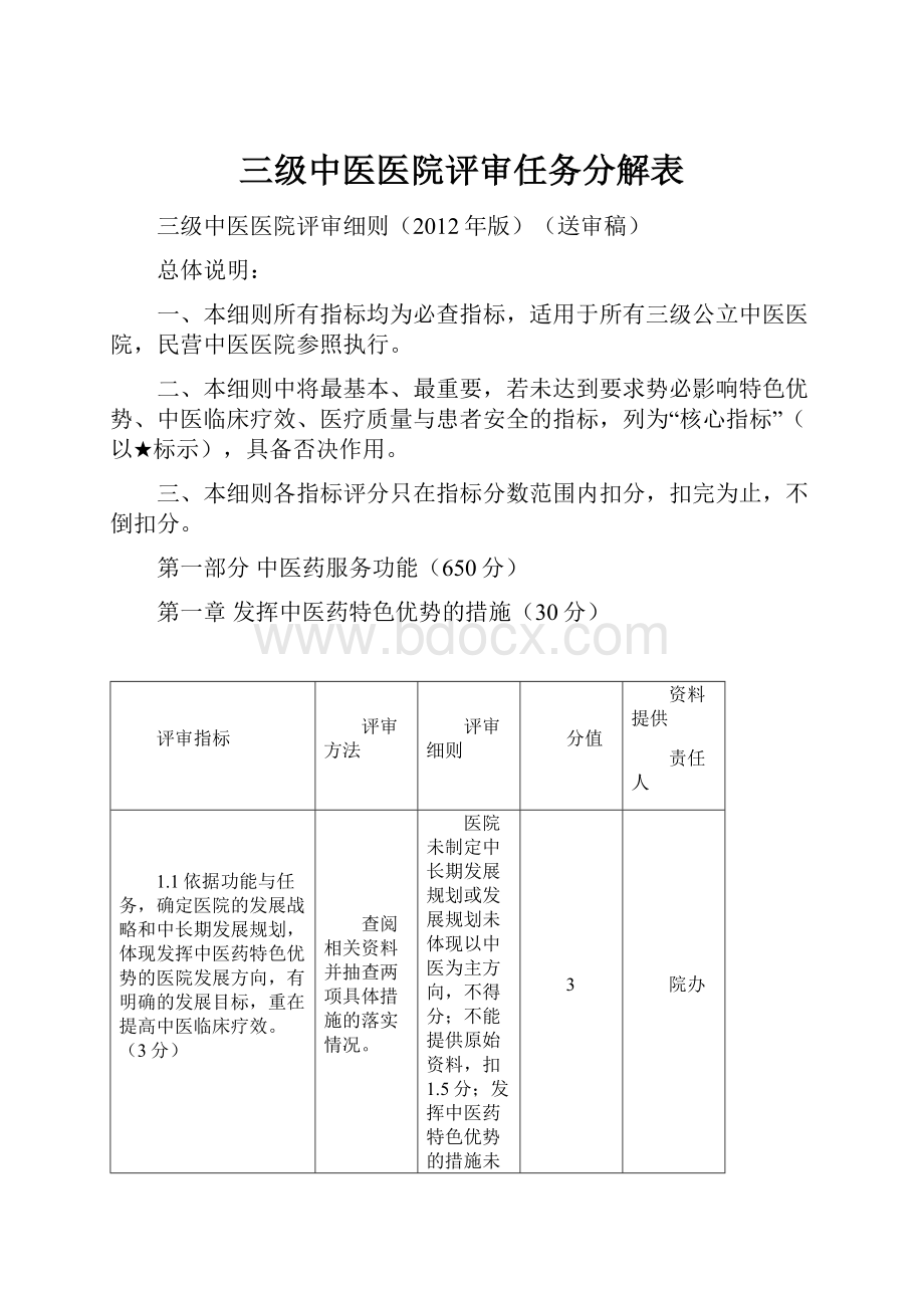 三级中医医院评审任务分解表.docx