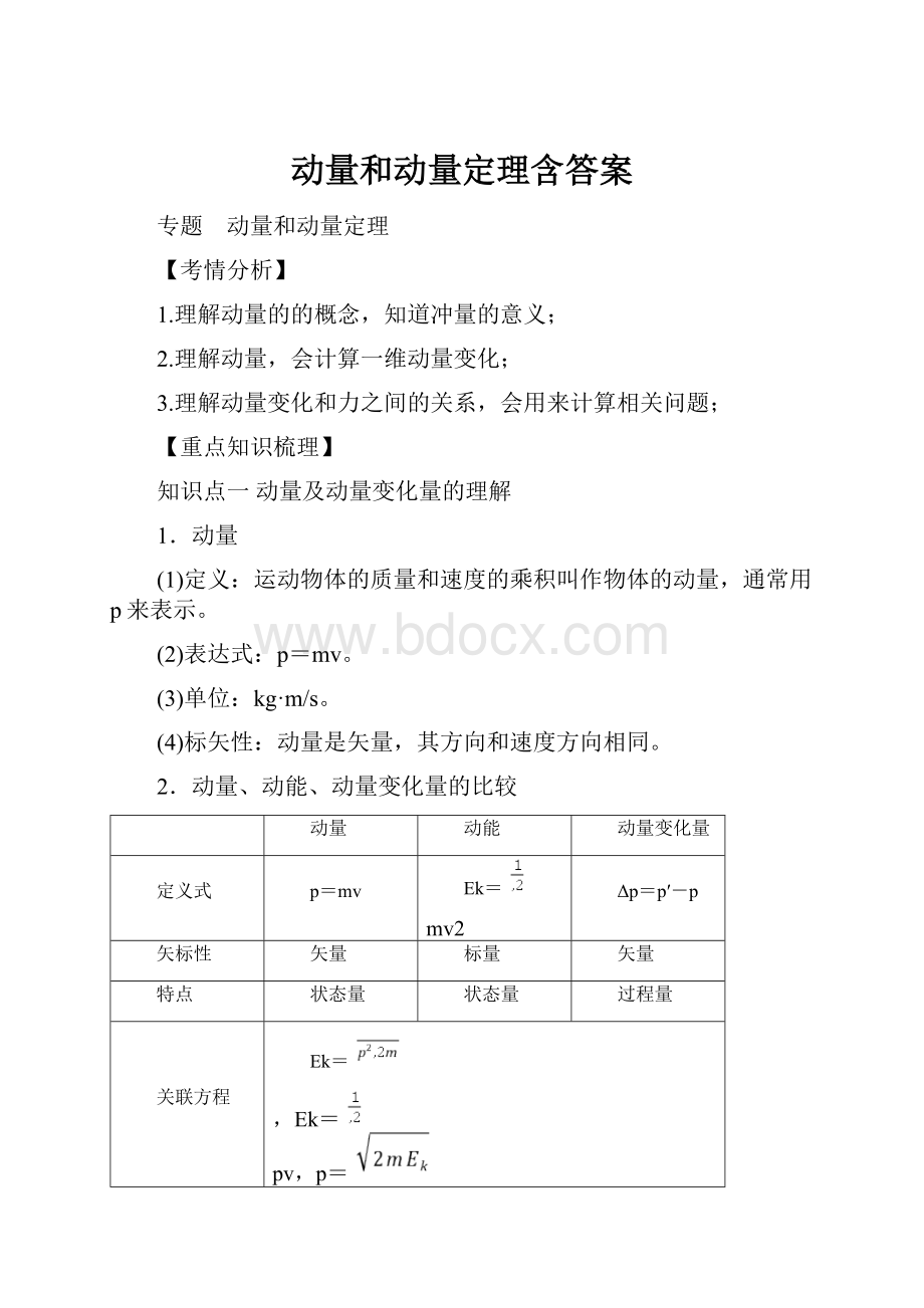 动量和动量定理含答案.docx