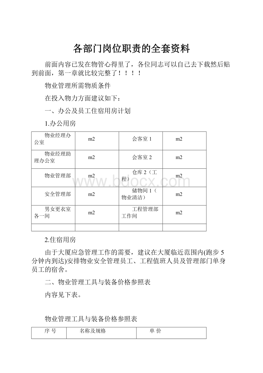 各部门岗位职责的全套资料.docx