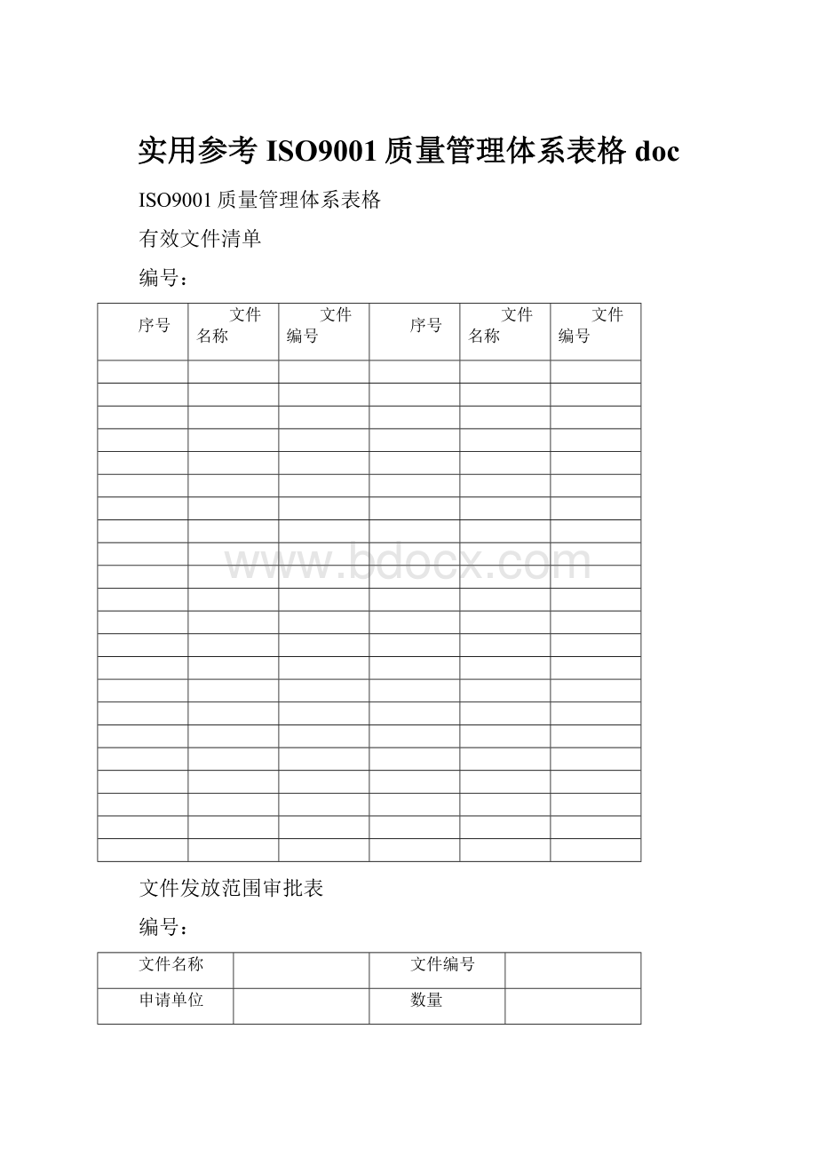 实用参考ISO9001质量管理体系表格doc.docx_第1页