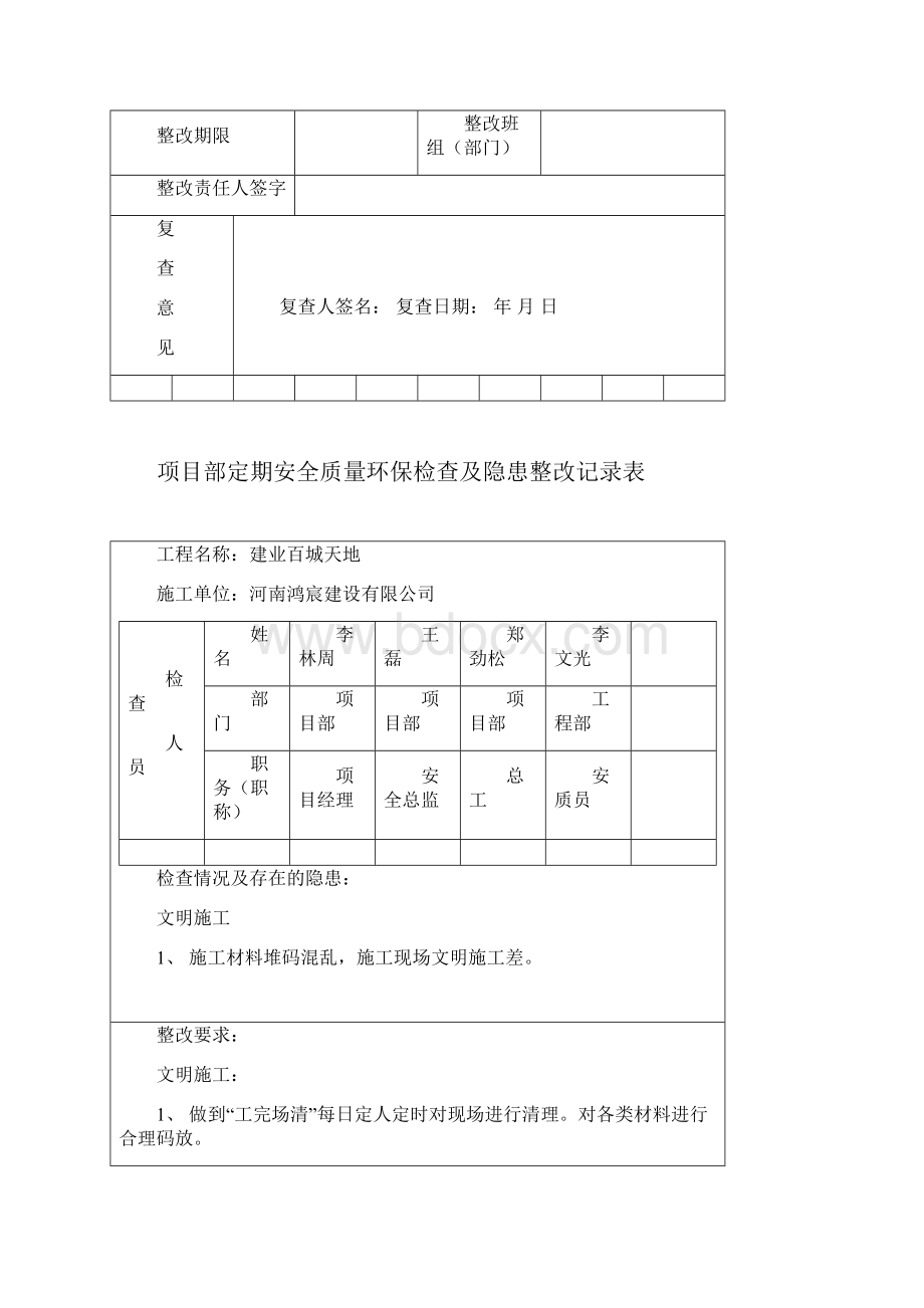 项目部安全检查及隐患整改记录表.docx_第2页