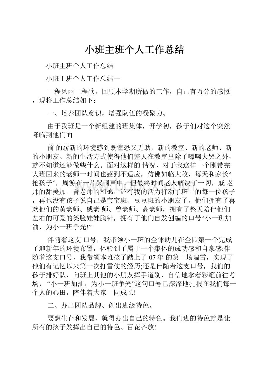 小班主班个人工作总结.docx_第1页