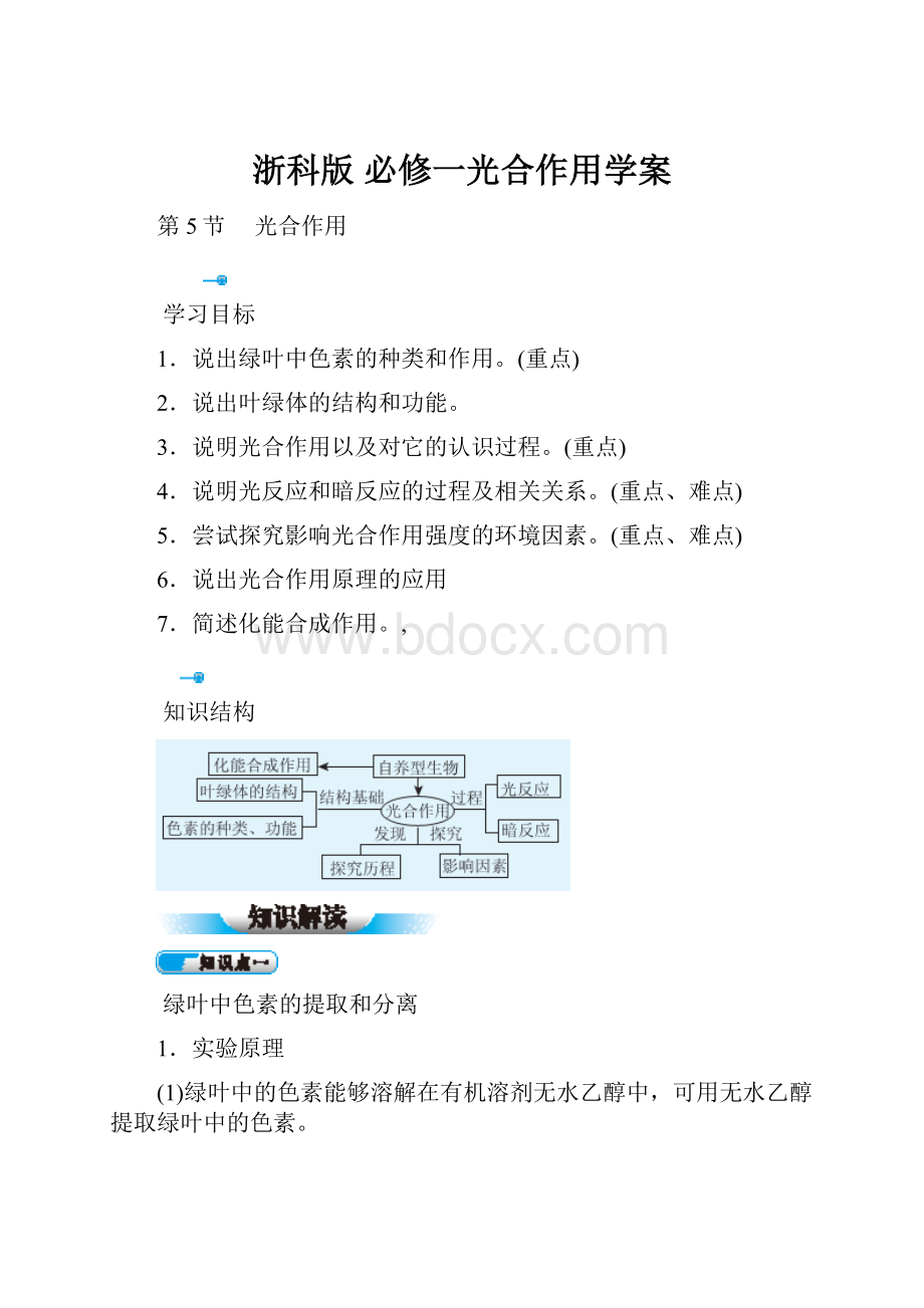 浙科版 必修一光合作用学案.docx_第1页