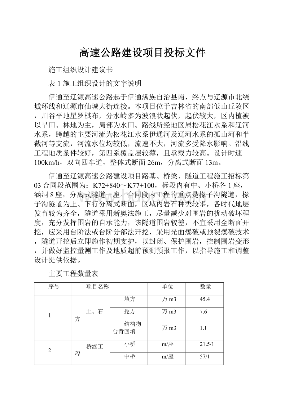 高速公路建设项目投标文件.docx_第1页