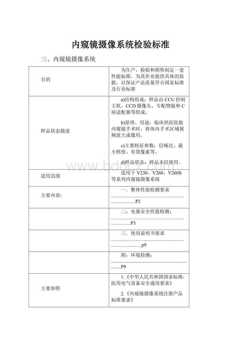 内窥镜摄像系统检验标准.docx_第1页