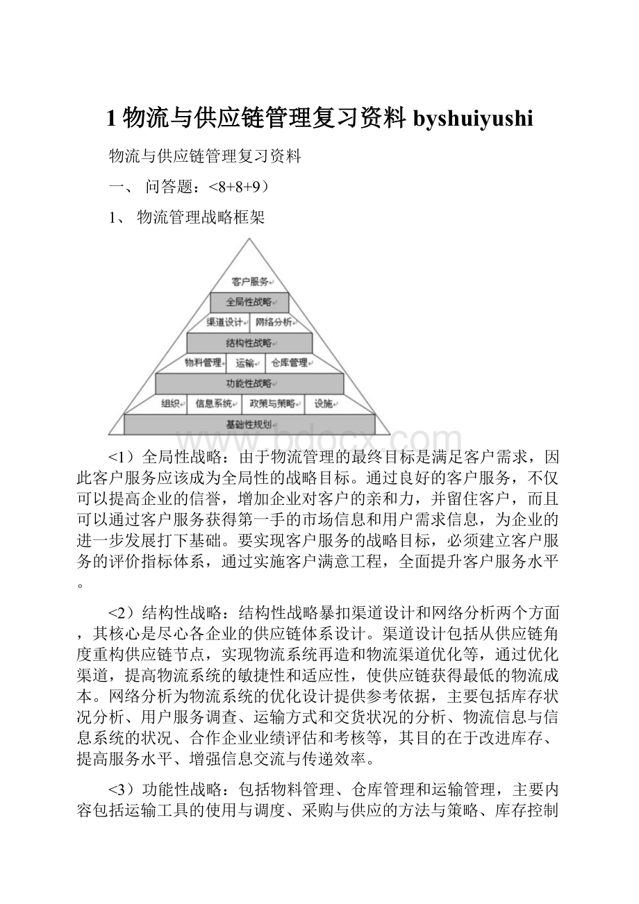 1物流与供应链管理复习资料byshuiyushi.docx