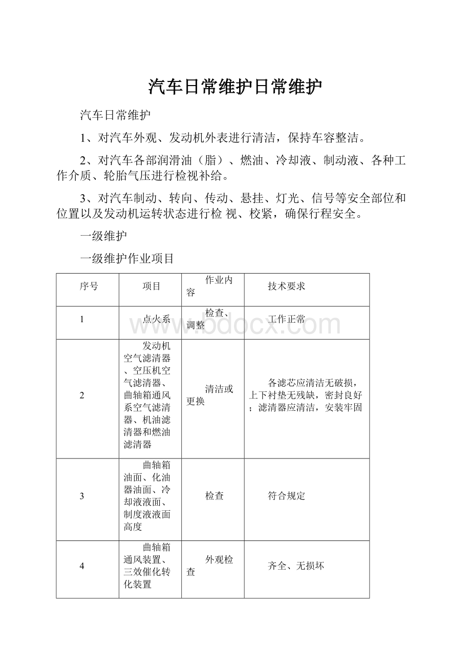 汽车日常维护日常维护.docx_第1页