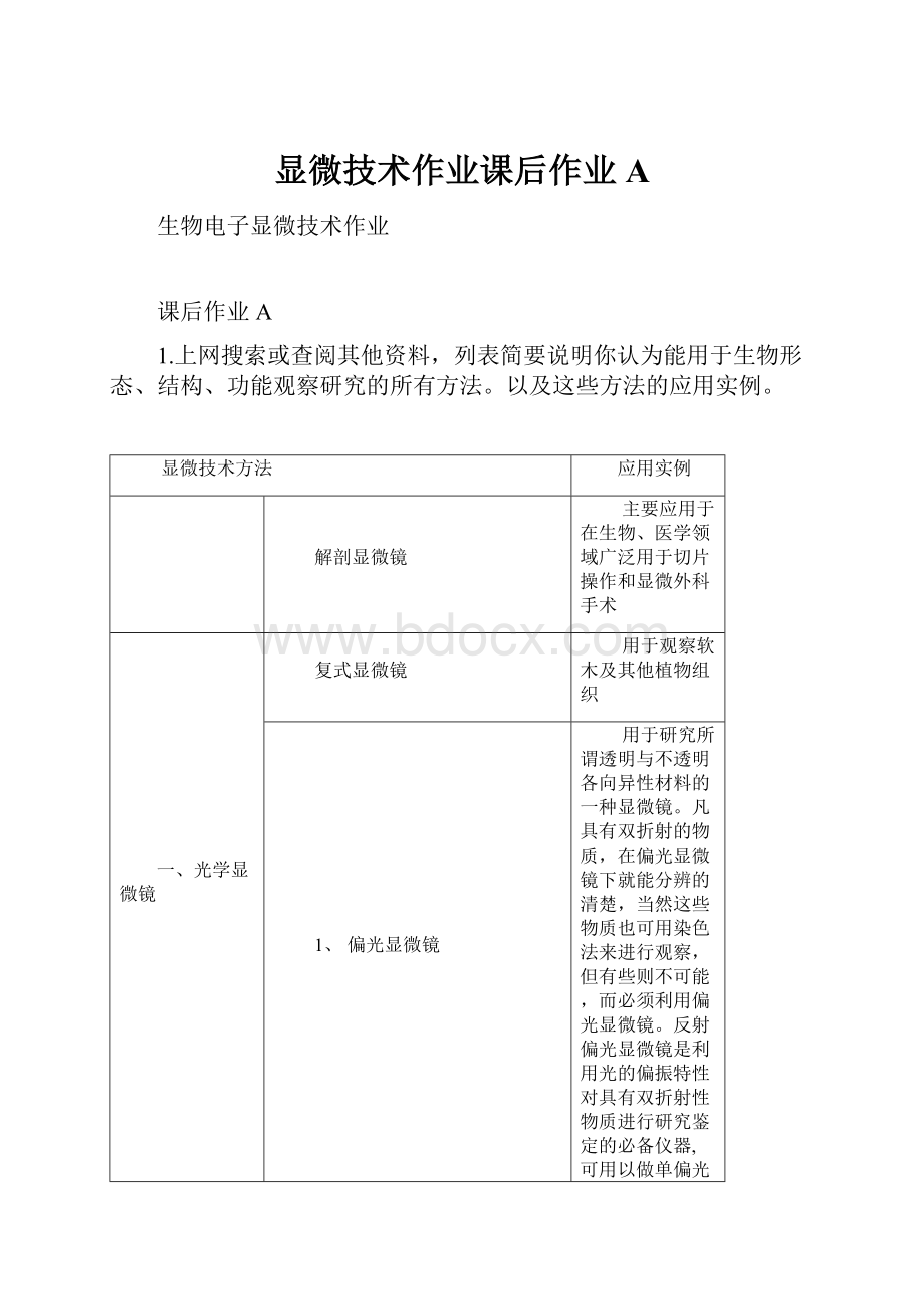 显微技术作业课后作业A.docx