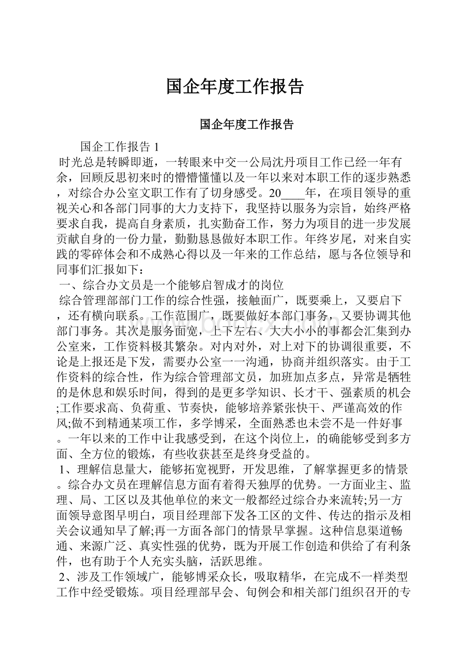 国企年度工作报告.docx_第1页