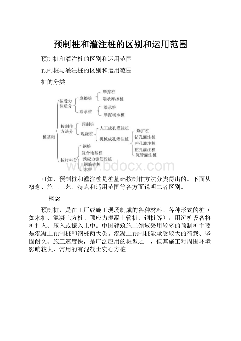 预制桩和灌注桩的区别和运用范围.docx