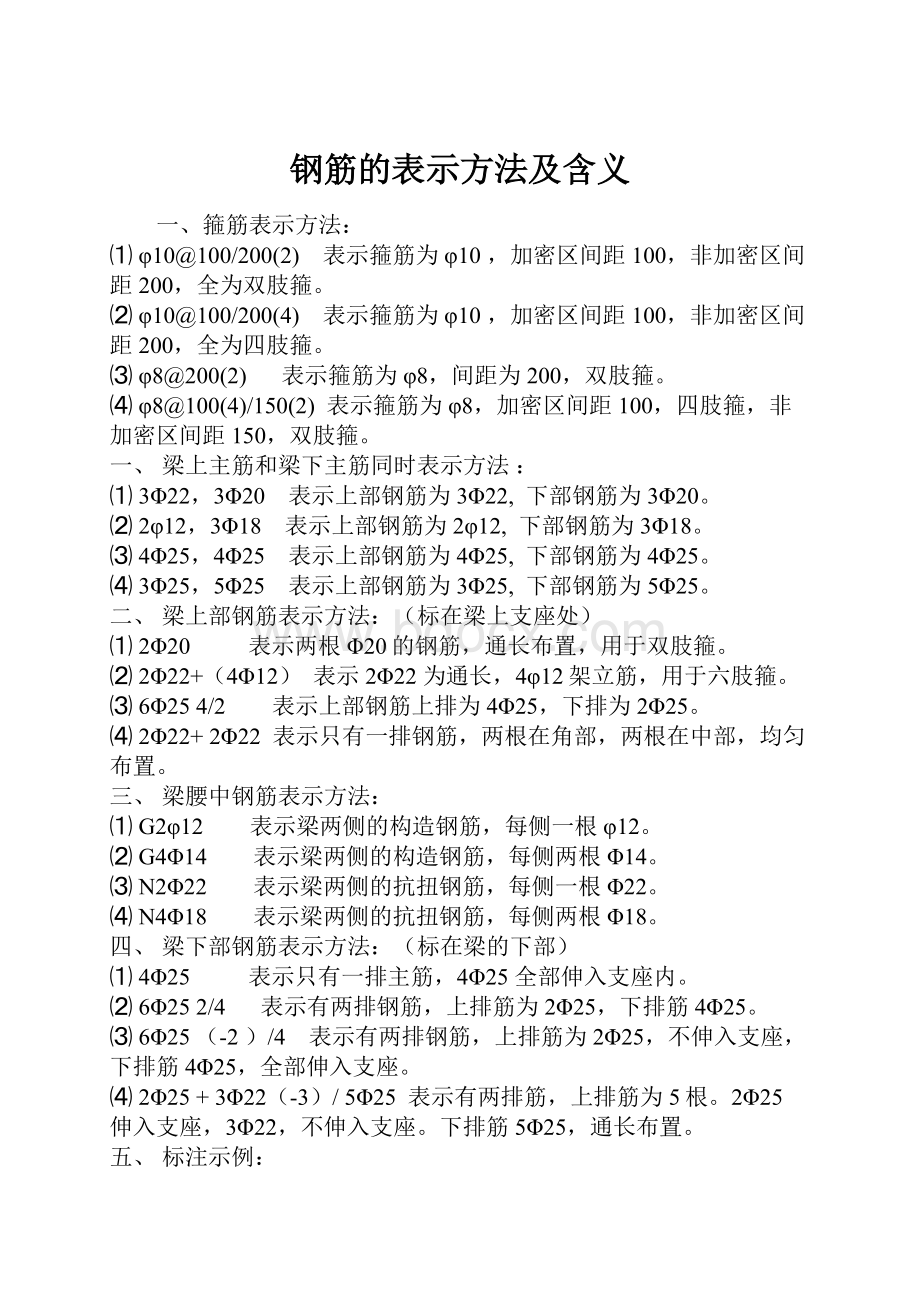 钢筋的表示方法及含义.docx_第1页