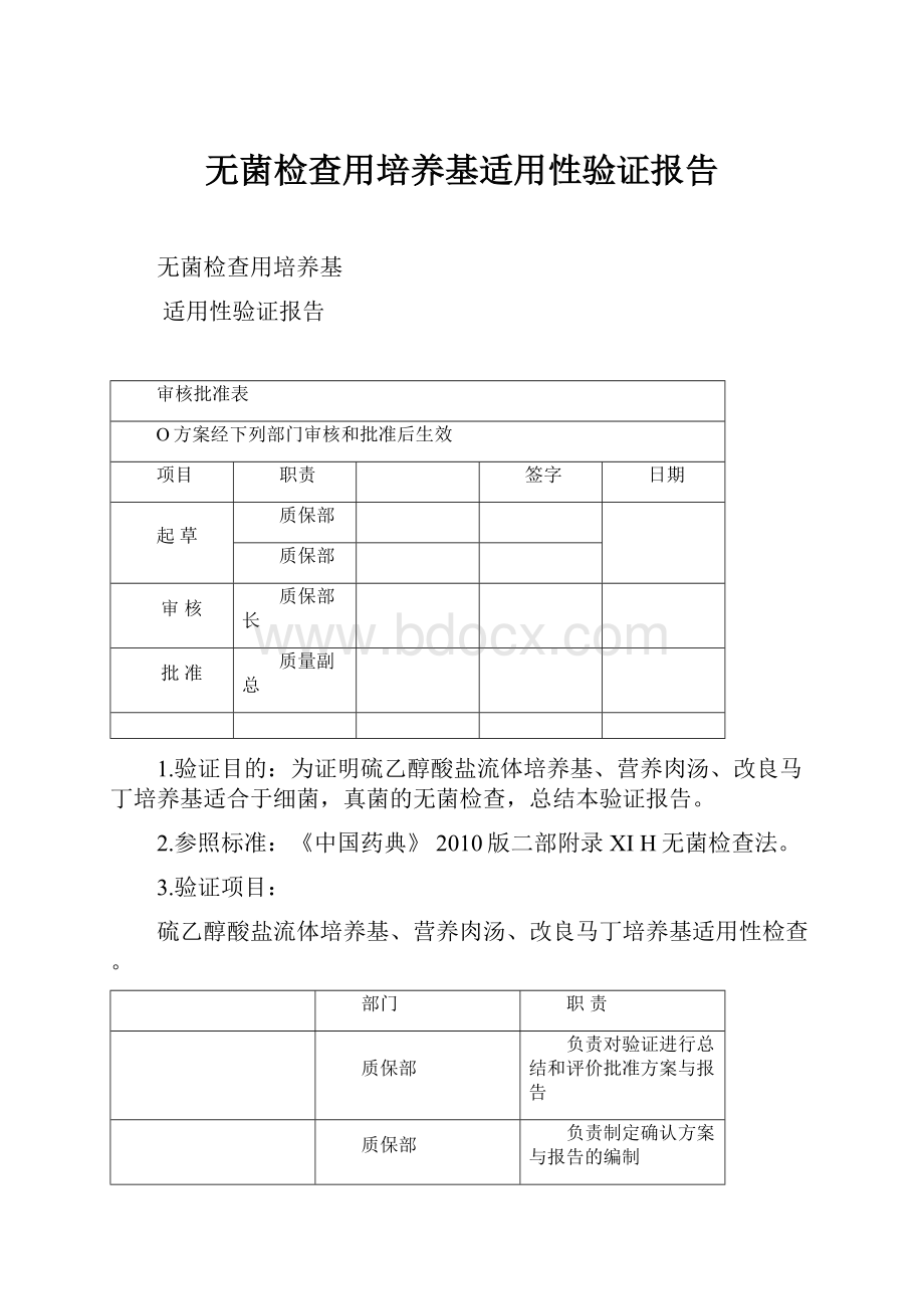 无菌检查用培养基适用性验证报告.docx