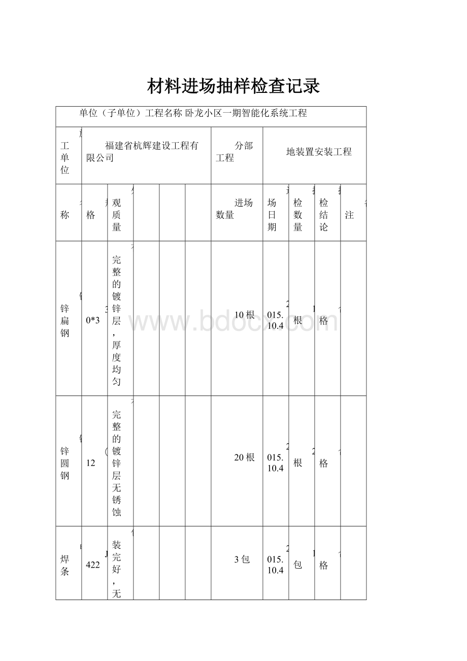 材料进场抽样检查记录.docx_第1页