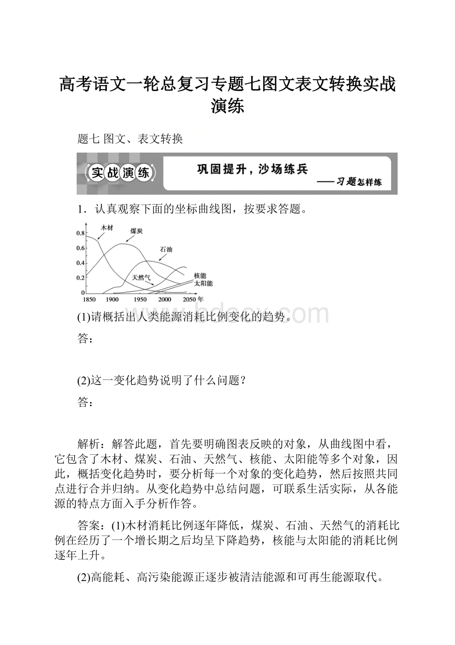 高考语文一轮总复习专题七图文表文转换实战演练.docx_第1页