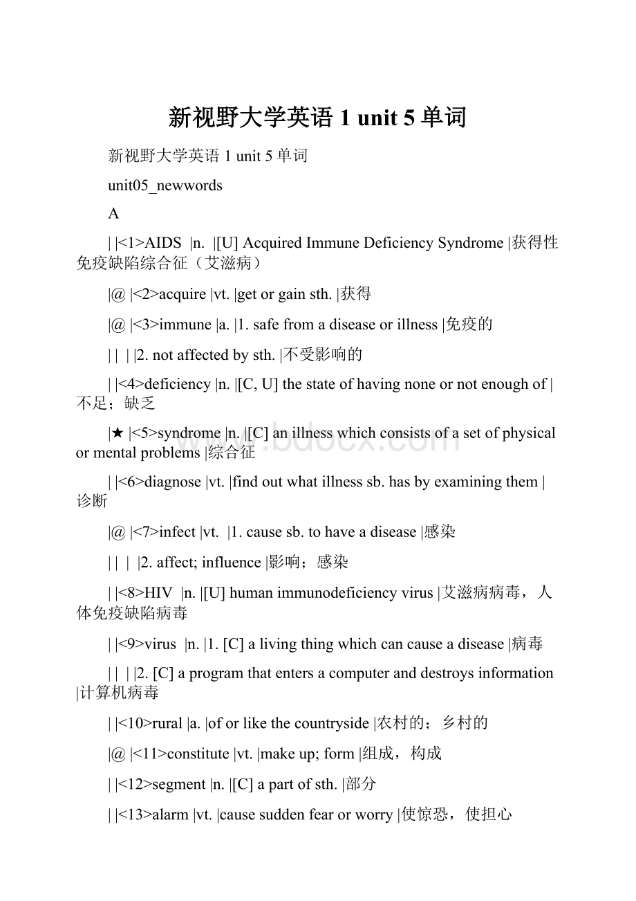 新视野大学英语1 unit 5单词.docx_第1页