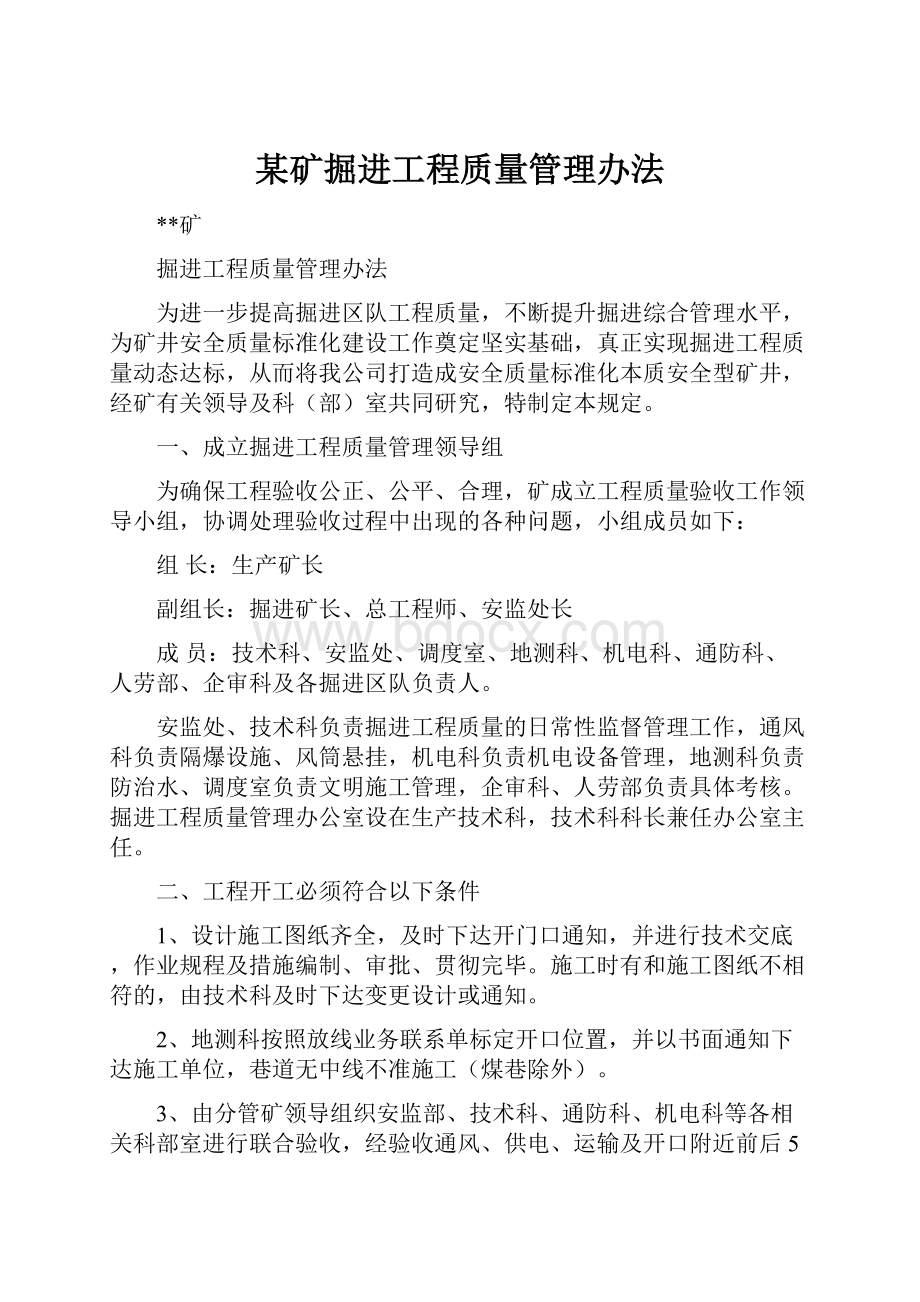 某矿掘进工程质量管理办法.docx