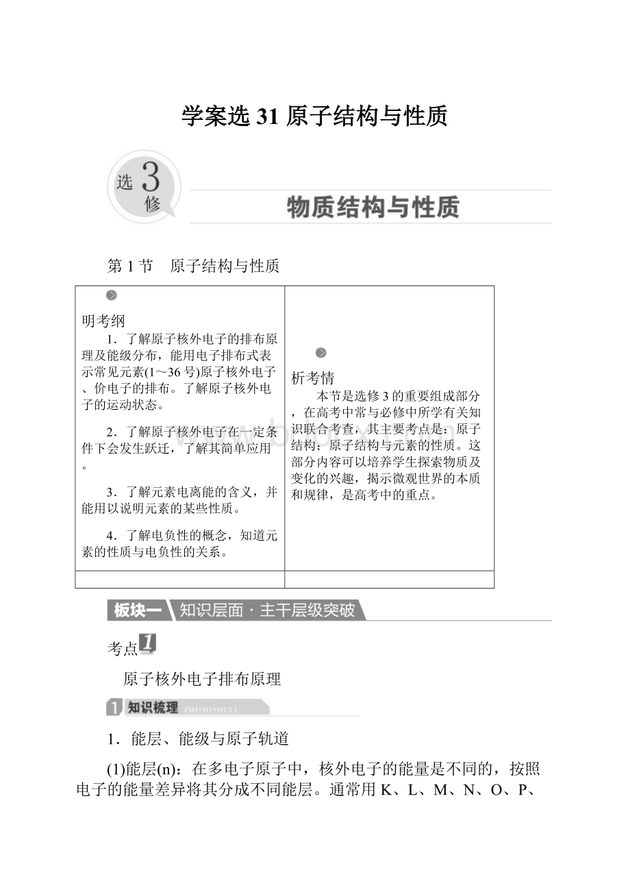 学案选31 原子结构与性质.docx_第1页