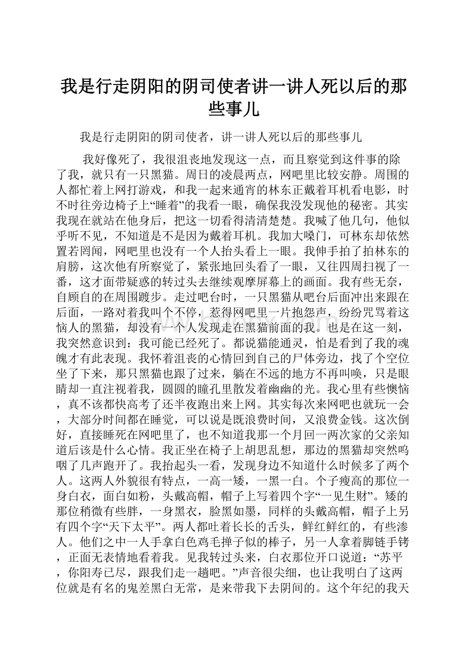 我是行走阴阳的阴司使者讲一讲人死以后的那些事儿.docx