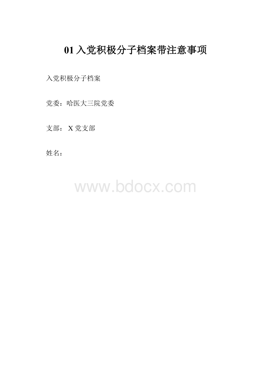 01入党积极分子档案带注意事项.docx_第1页