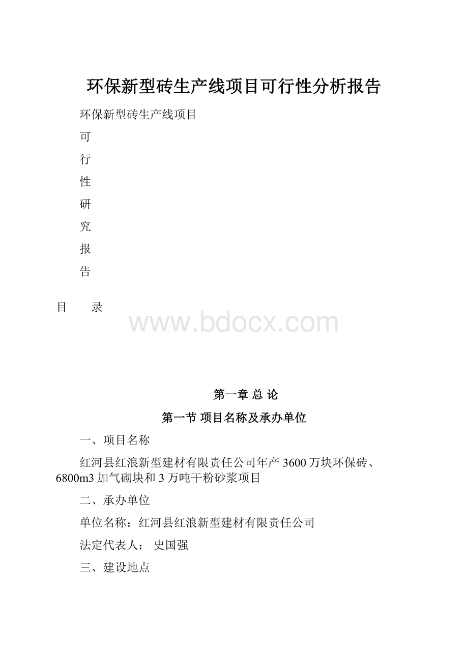 环保新型砖生产线项目可行性分析报告.docx_第1页