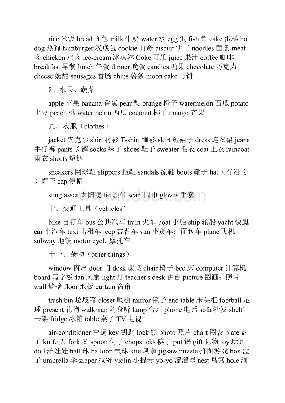 小学三年级到六年级地英语单词分类表.docx_第2页