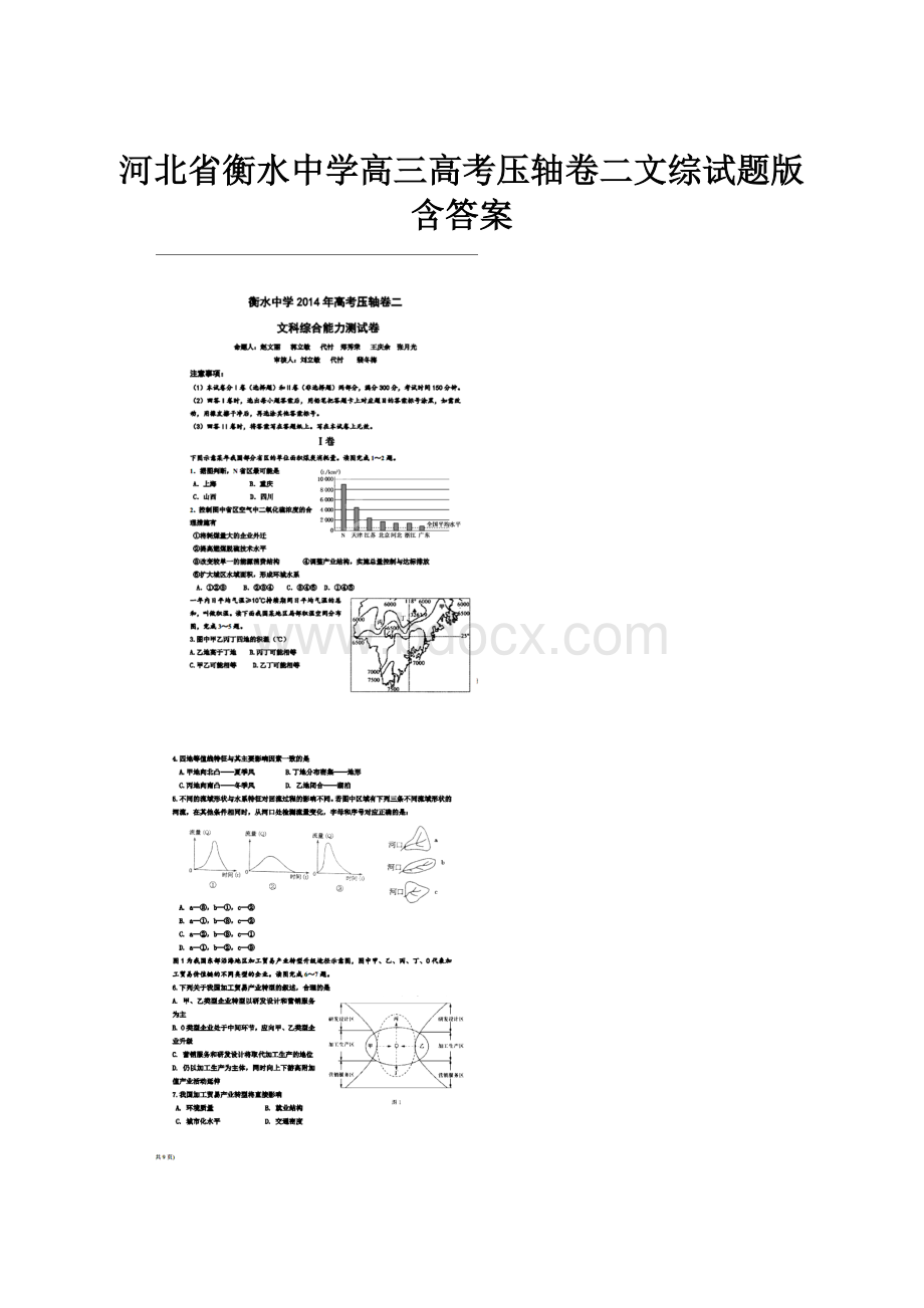 河北省衡水中学高三高考压轴卷二文综试题版含答案.docx