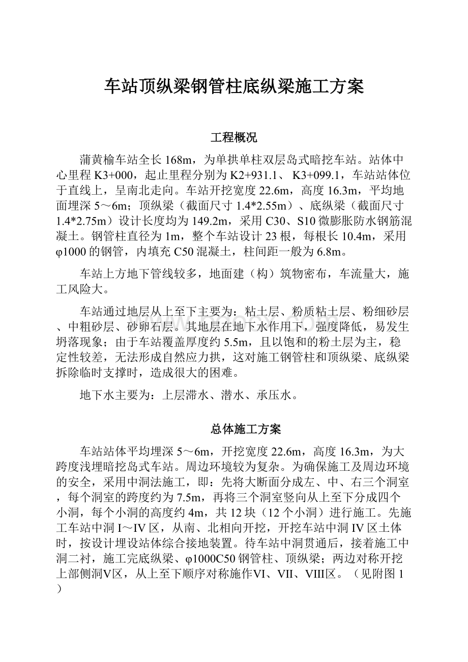 车站顶纵梁钢管柱底纵梁施工方案.docx