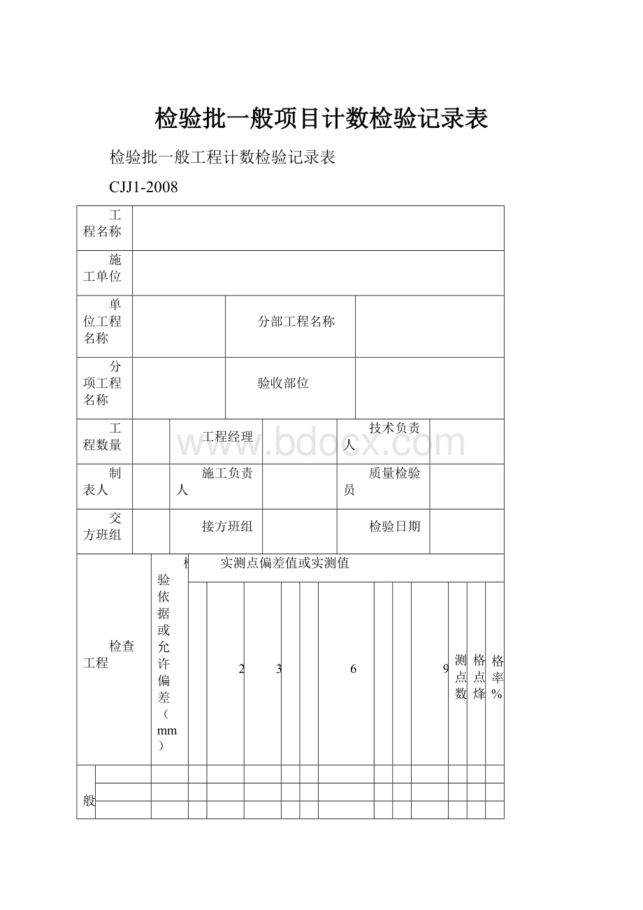 检验批一般项目计数检验记录表.docx_第1页