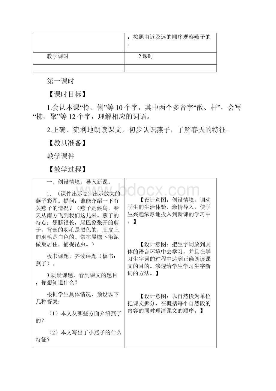 部编版小学三年级语文下册人教课标版小学三年级语文下册2燕子教学设计及课后作业.docx_第2页