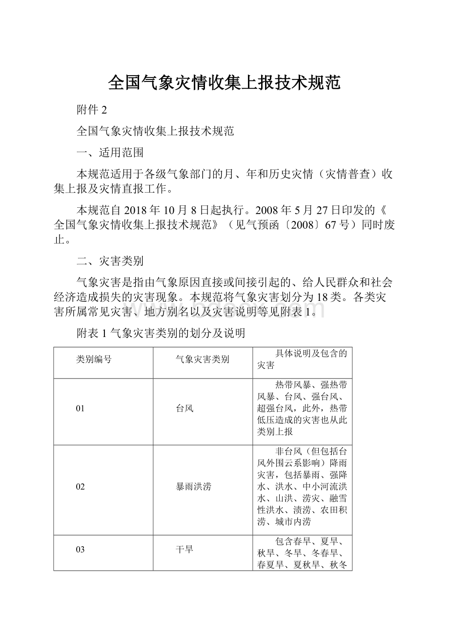 全国气象灾情收集上报技术规范.docx