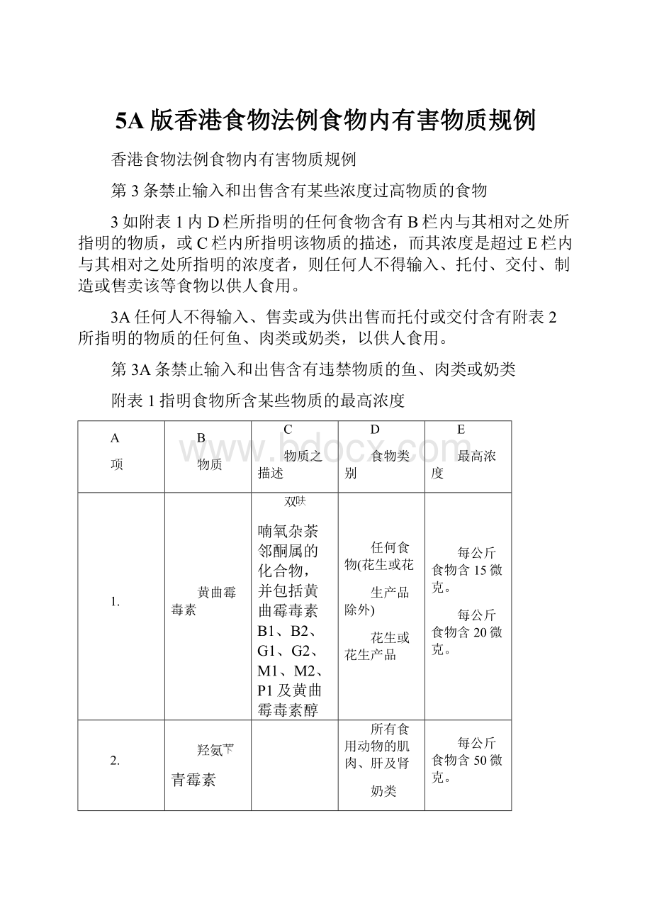 5A版香港食物法例食物内有害物质规例.docx_第1页