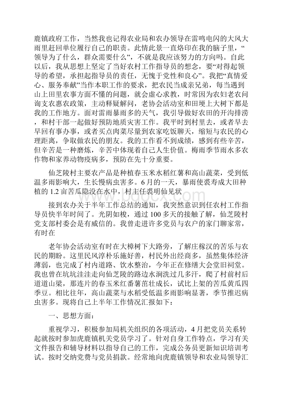 农村工作指导员半年个人工作计划总结精选多篇.docx_第2页