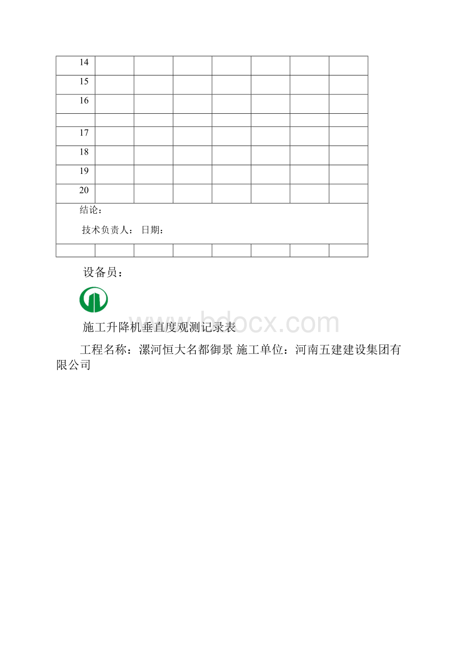 塔吊垂直度观测记录表1.docx_第2页