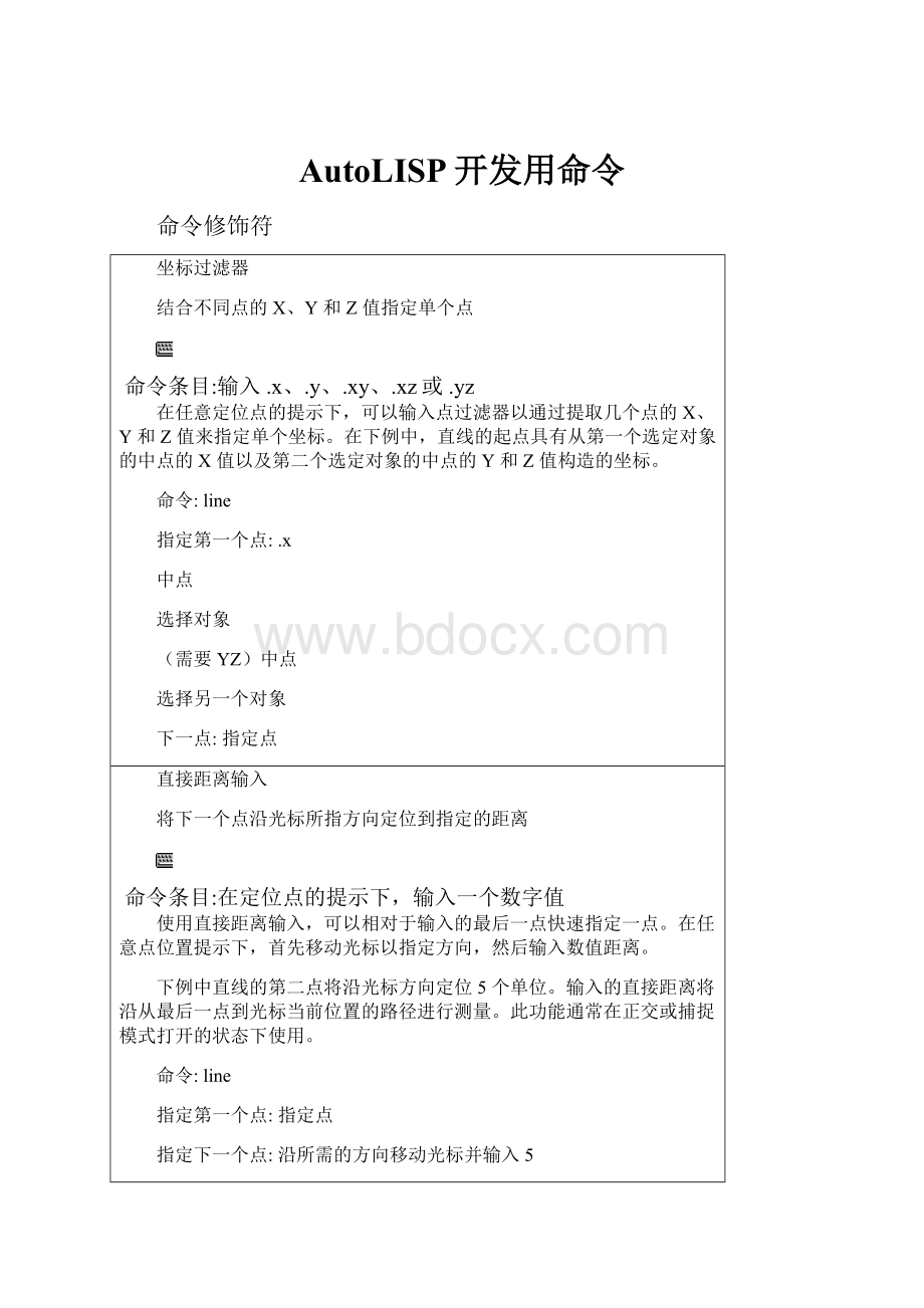 AutoLISP开发用命令.docx