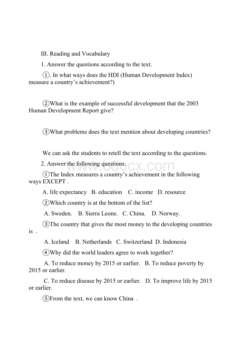 外研版必修三Module 2《Developing and Developed Countries》word学案有答案.docx_第2页