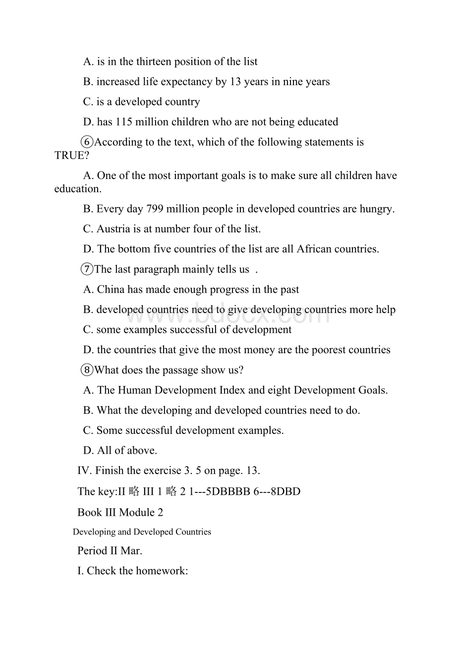 外研版必修三Module 2《Developing and Developed Countries》word学案有答案.docx_第3页