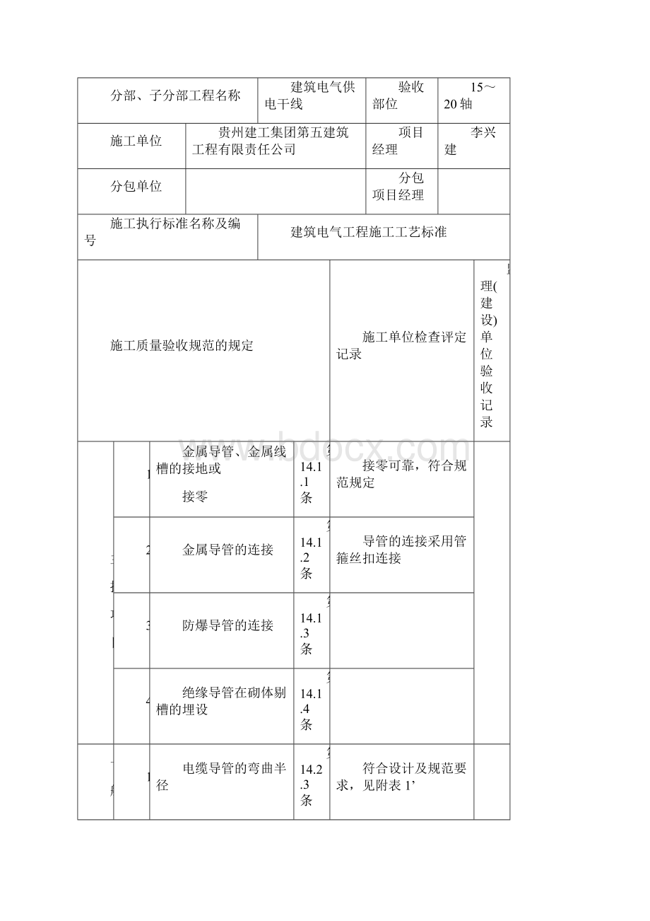 电缆桥架安装和桥架内电缆敷设检验批质量验收记录表1.docx_第3页