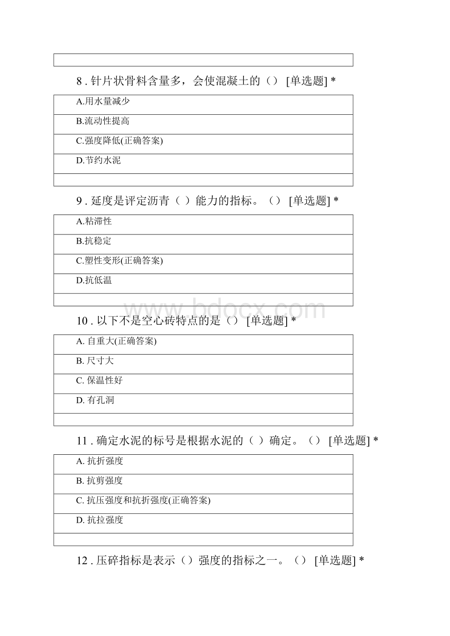 桂林理工大学土木工程专业大一学年建筑材料学测题.docx_第3页