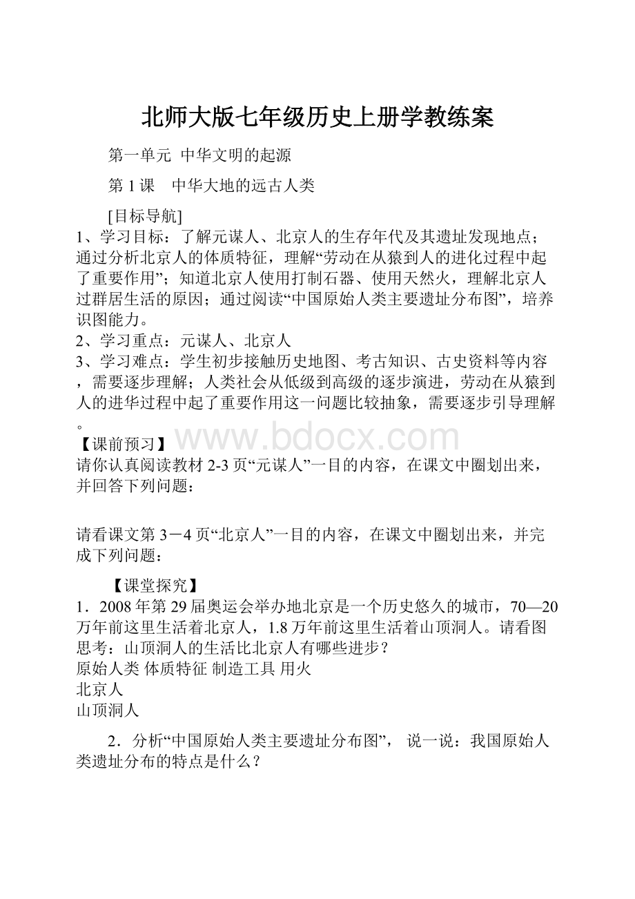 北师大版七年级历史上册学教练案.docx