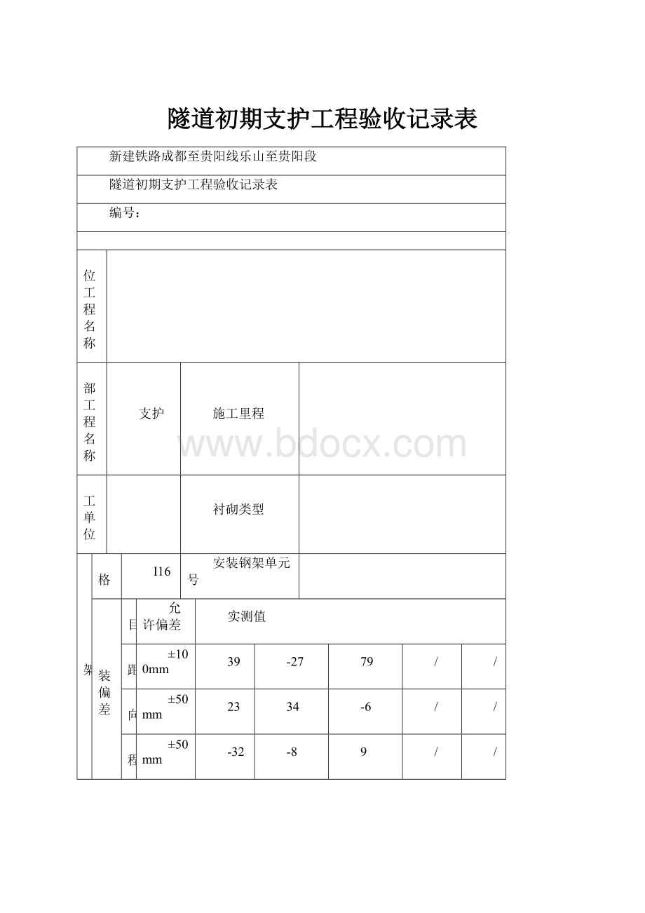 隧道初期支护工程验收记录表.docx