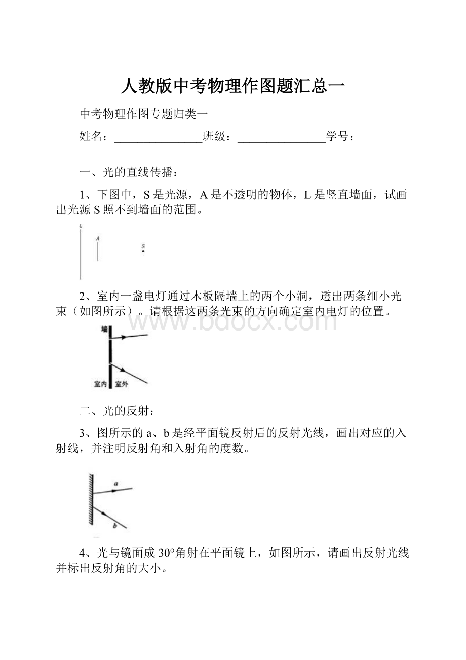 人教版中考物理作图题汇总一.docx