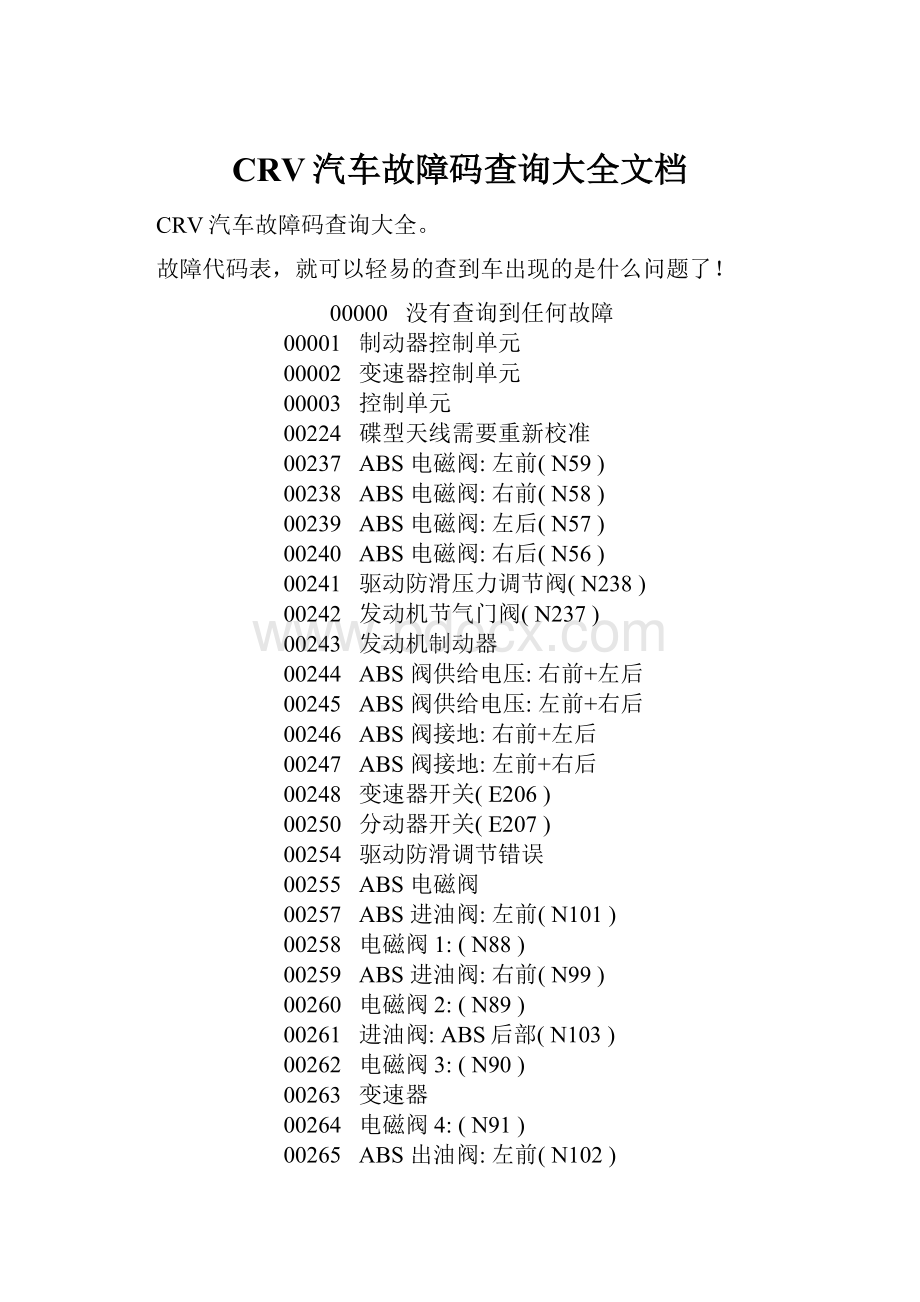 CRV汽车故障码查询大全文档.docx_第1页