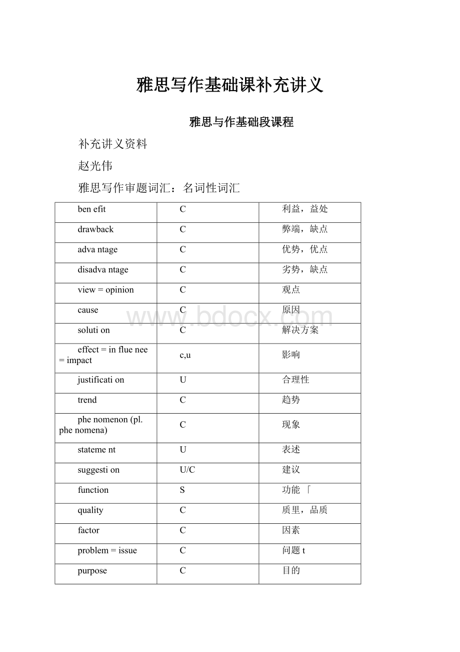 雅思写作基础课补充讲义.docx