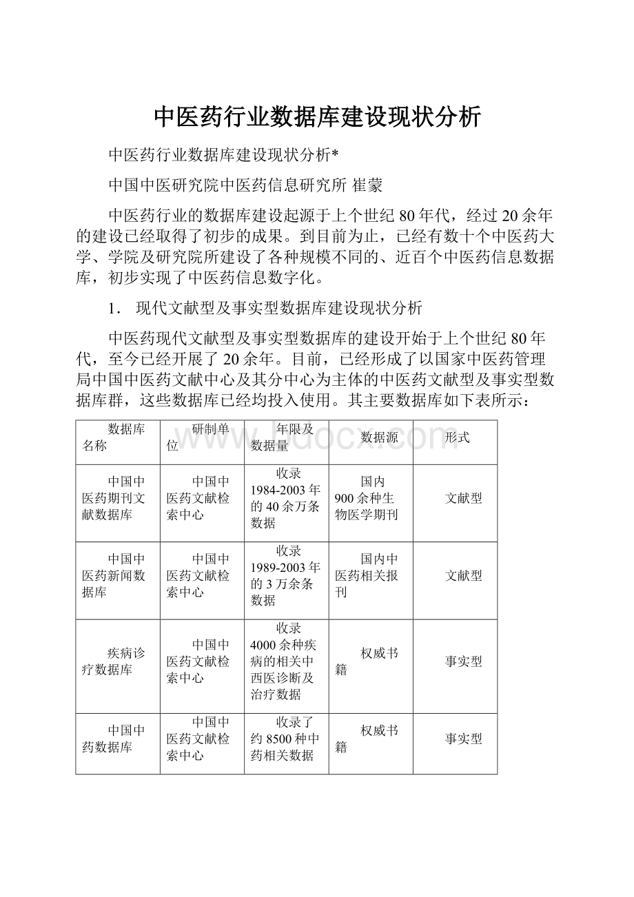 中医药行业数据库建设现状分析.docx_第1页