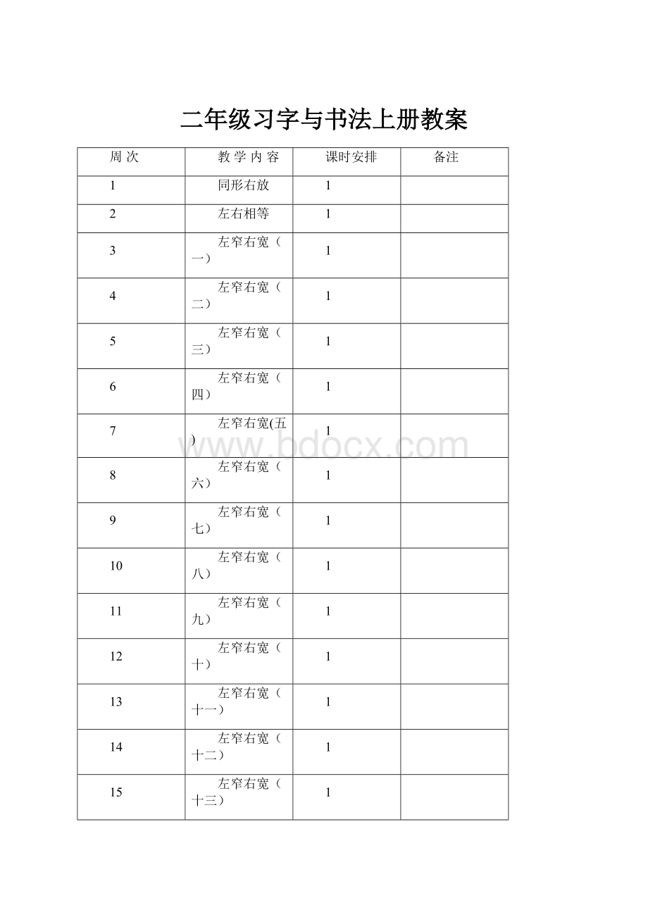 二年级习字与书法上册教案.docx_第1页