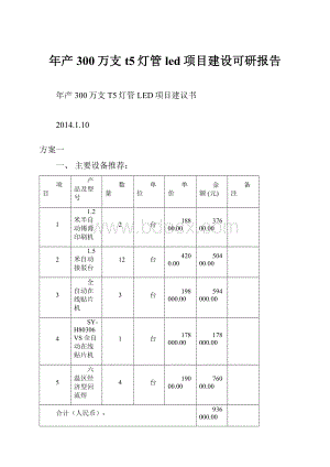 年产300万支t5灯管led项目建设可研报告.docx