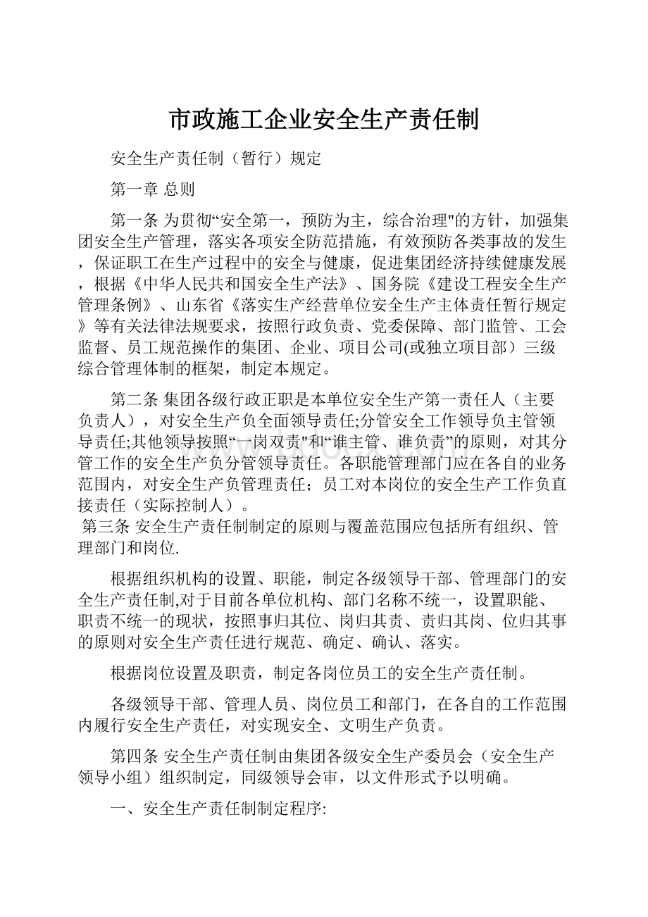 市政施工企业安全生产责任制.docx