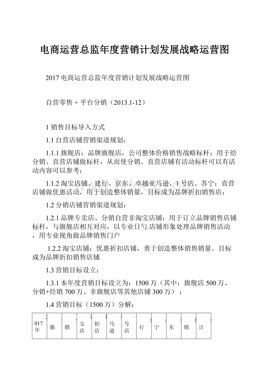 电商运营总监年度营销计划发展战略运营图.docx_第1页