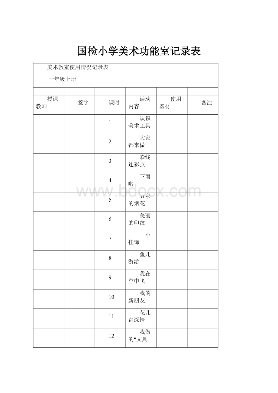 国检小学美术功能室记录表.docx